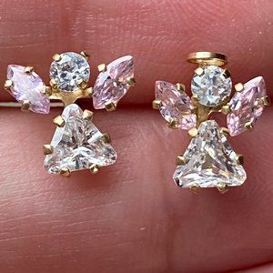 Angel Crystal Earrings - pink/clear